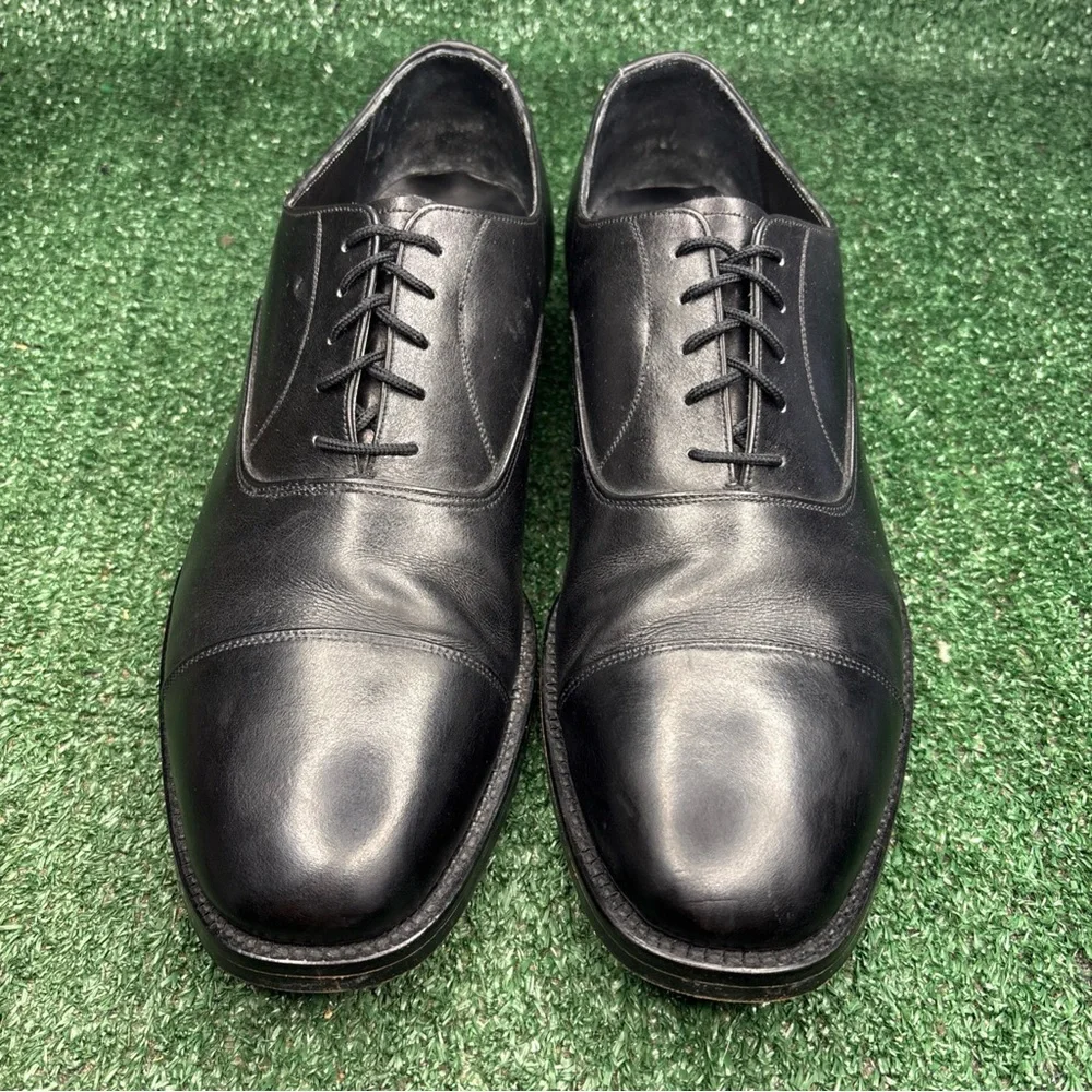 Vintage Mayer Hong Kong Handmade Bespoke Black‎ Leather Shoes Mens Size 12 EE